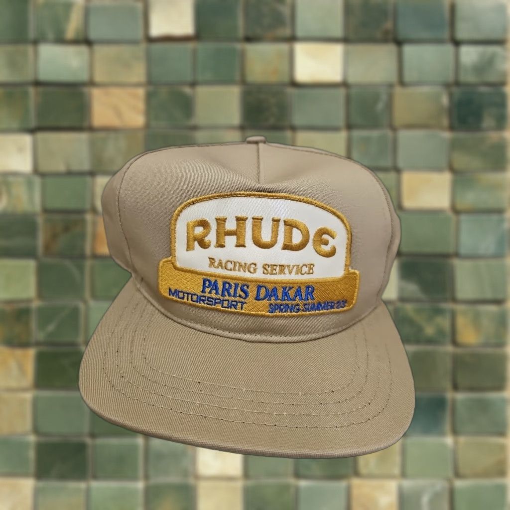 Rhude Rhude Racing Service "Paris Dakar" Cap Hat Mens One Size Beige Twill Cotton Polyester Snapback Adjustable Breathable Sports Spring Summer Size ONE SIZE - 1 Thumbnail