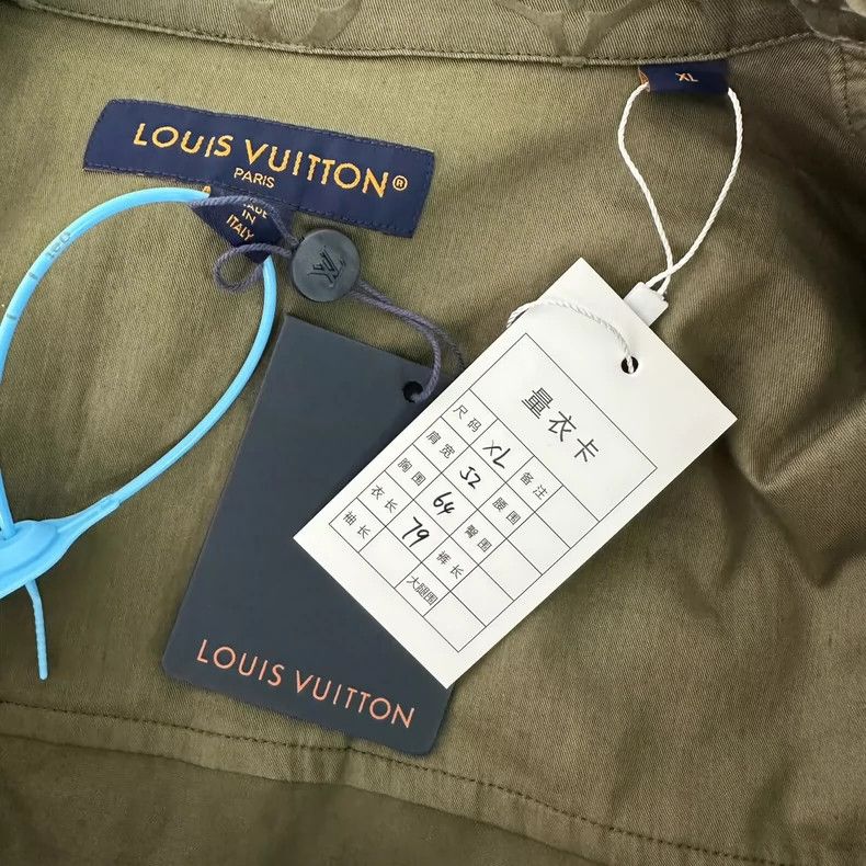 Louis Vuitton Louis Vuitton Khaki Green Full Flocked Patchwork Logo Shirt Size US XL / EU 56 / 4 - 4 Thumbnail