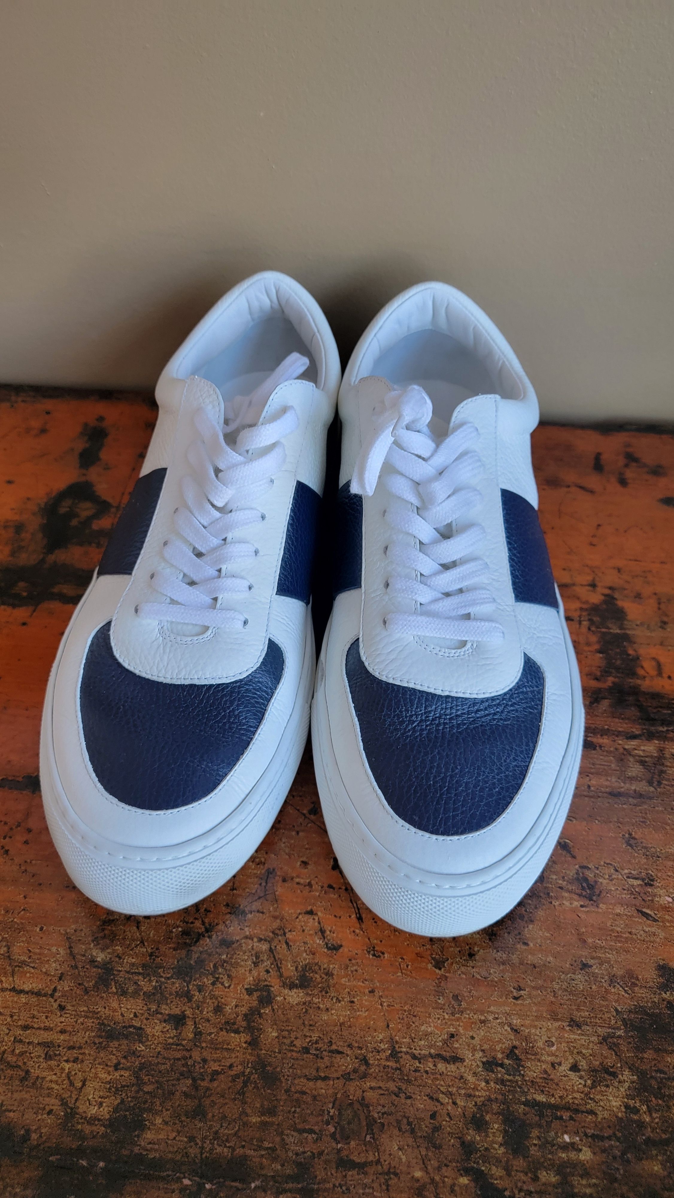Mr P. Mr. Porter white and blue leather sneakers UK. 11/ US 12 Size US 12 / EU 45 - 4 Thumbnail
