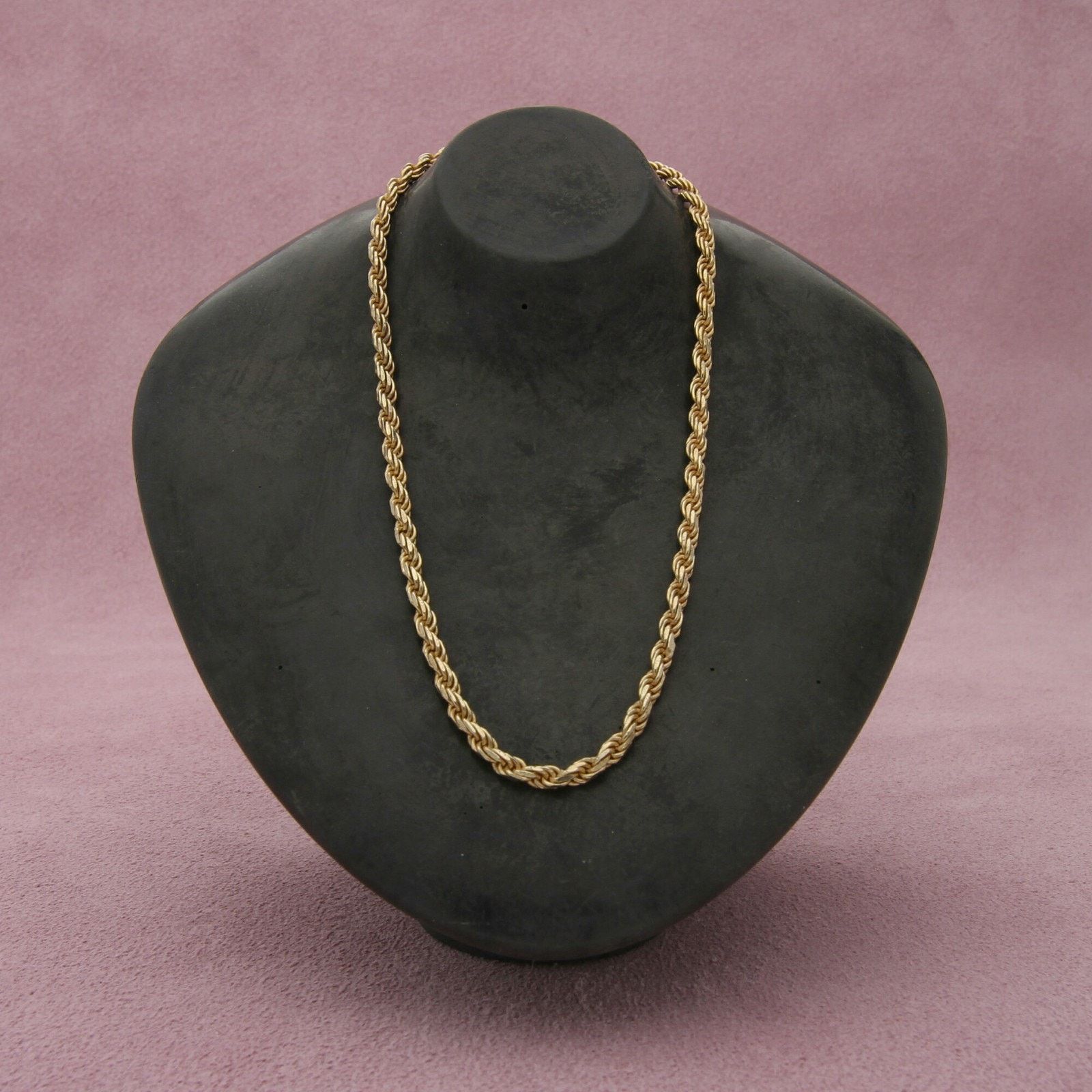 sterling silver gold plate 2mm rope chain necklace