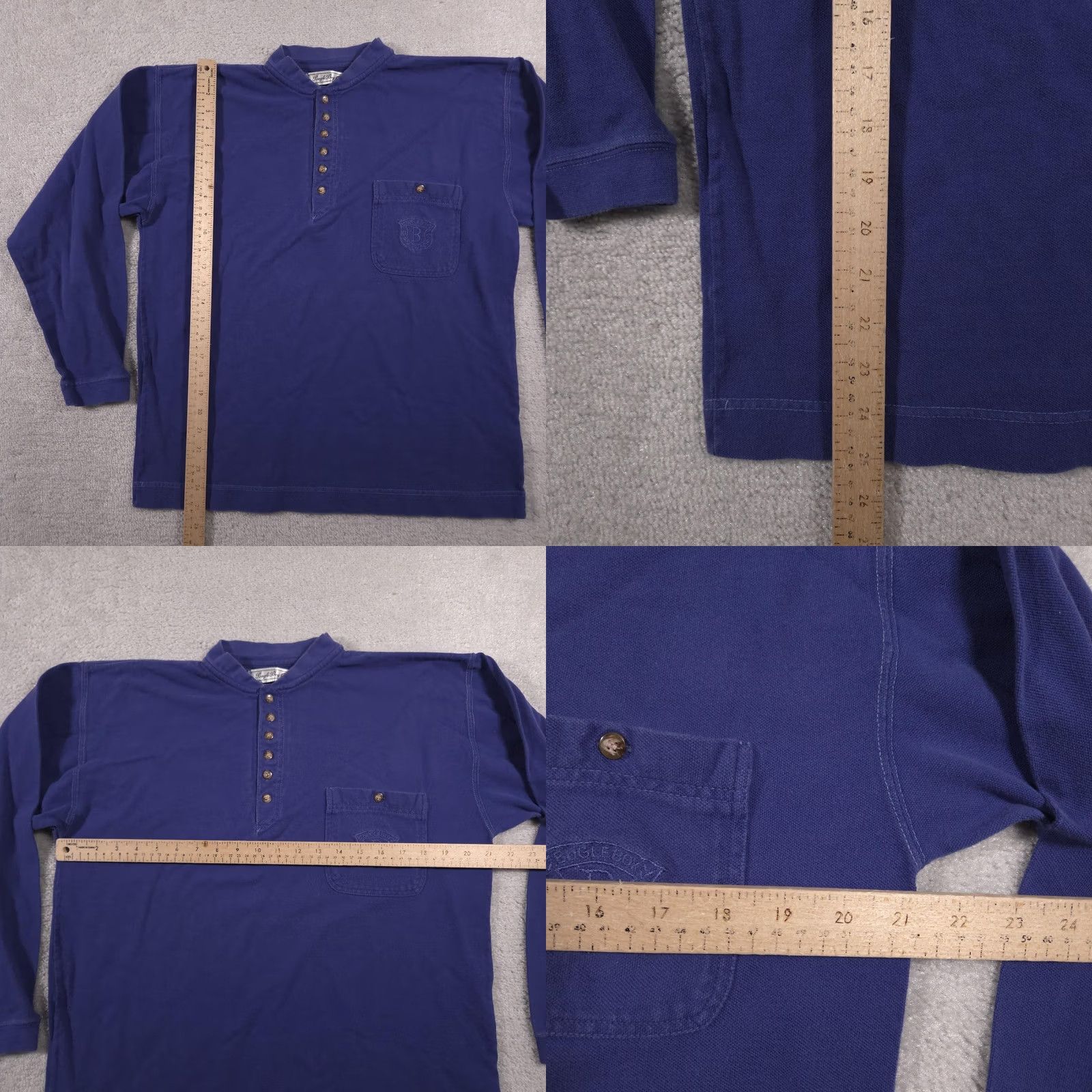 Bugle Boy VINTAGE Bugle Boy Mens Long Sleeve Henley Shirt M Blue 90s Mock Neck Pocket Size US M / EU 48-50 / 2 - 8 Thumbnail