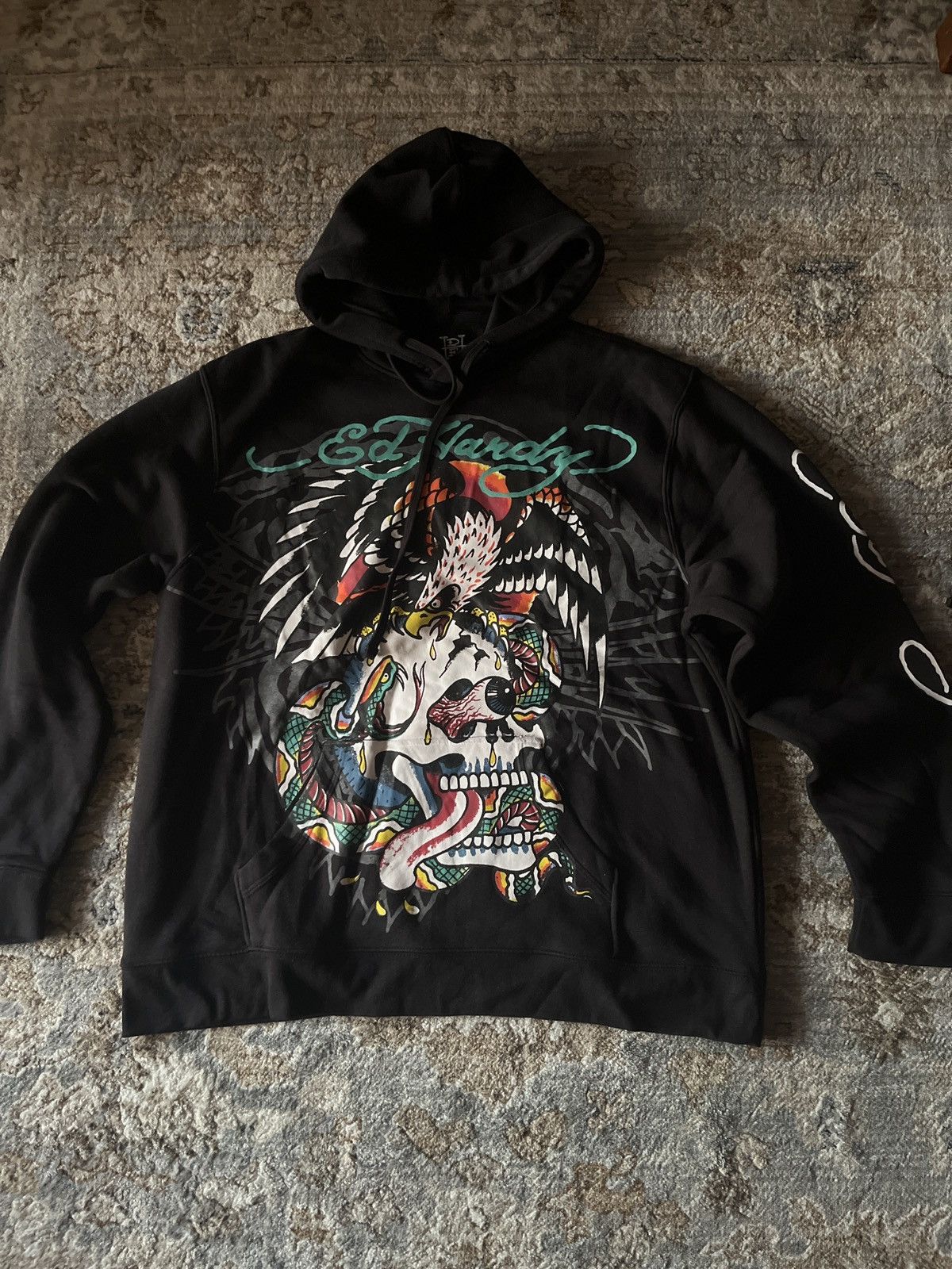Ed Hardy BATTLE SKULL BLACK MULTICOLOR HOODIE XL Size US XL / EU 56 / 4 - 3 Thumbnail