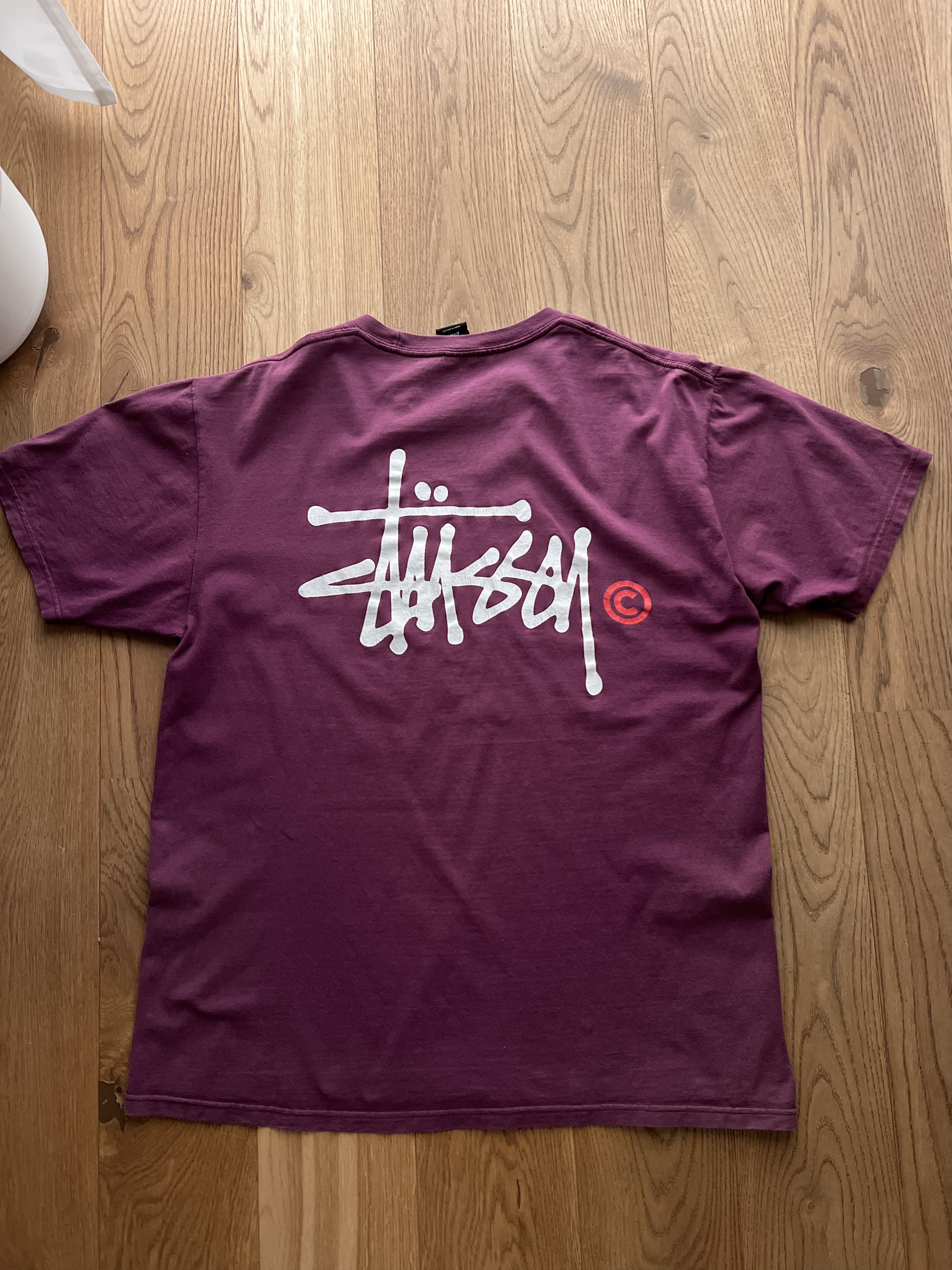 Stussy Crazy Stussy sunfaded burgundy vintage big back logo t shirt Size US L / EU 52-54 / 3 - 9 Thumbnail