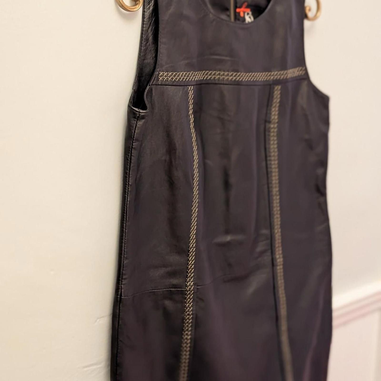 Other Vintage Sinéquanone Black Leather Dress Size L / US 10 / IT 46 - 3 Thumbnail