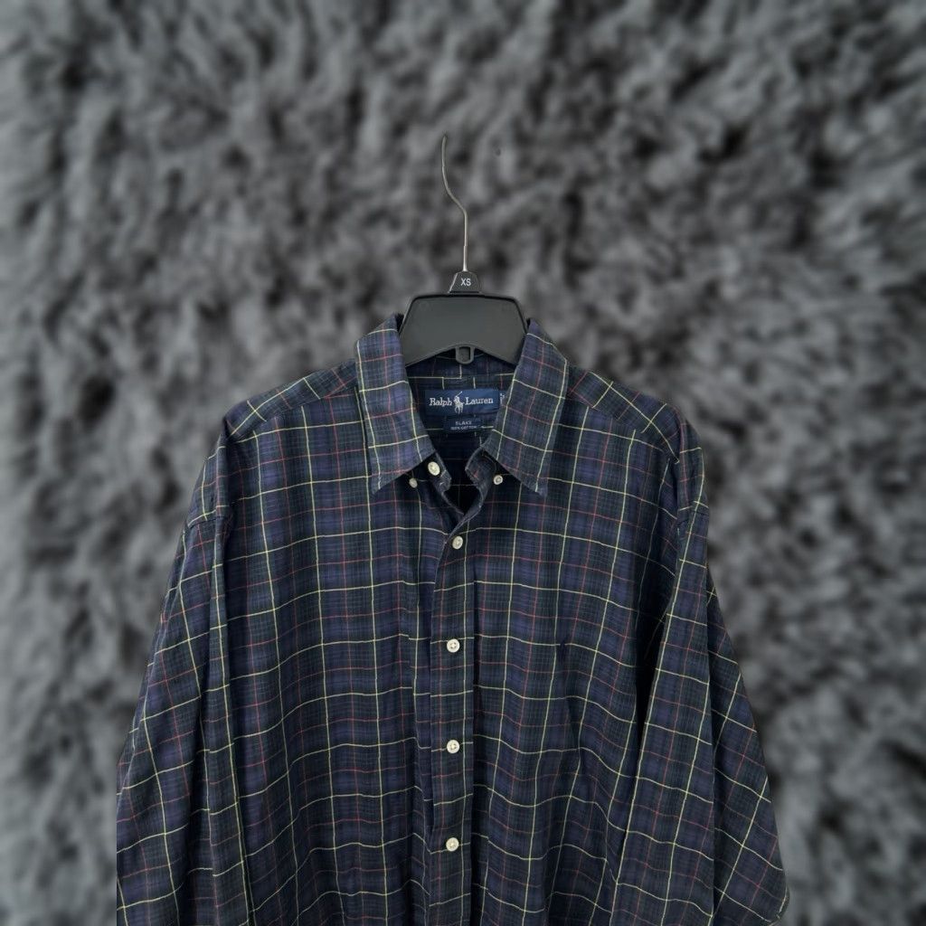 Ralph Lauren VINTAGE Ralph Lauren Blake Shirt Mens Large Navy Blue Plaid Cotton Button Down L/S Size US L / EU 52-54 / 3 - 1 Thumbnail