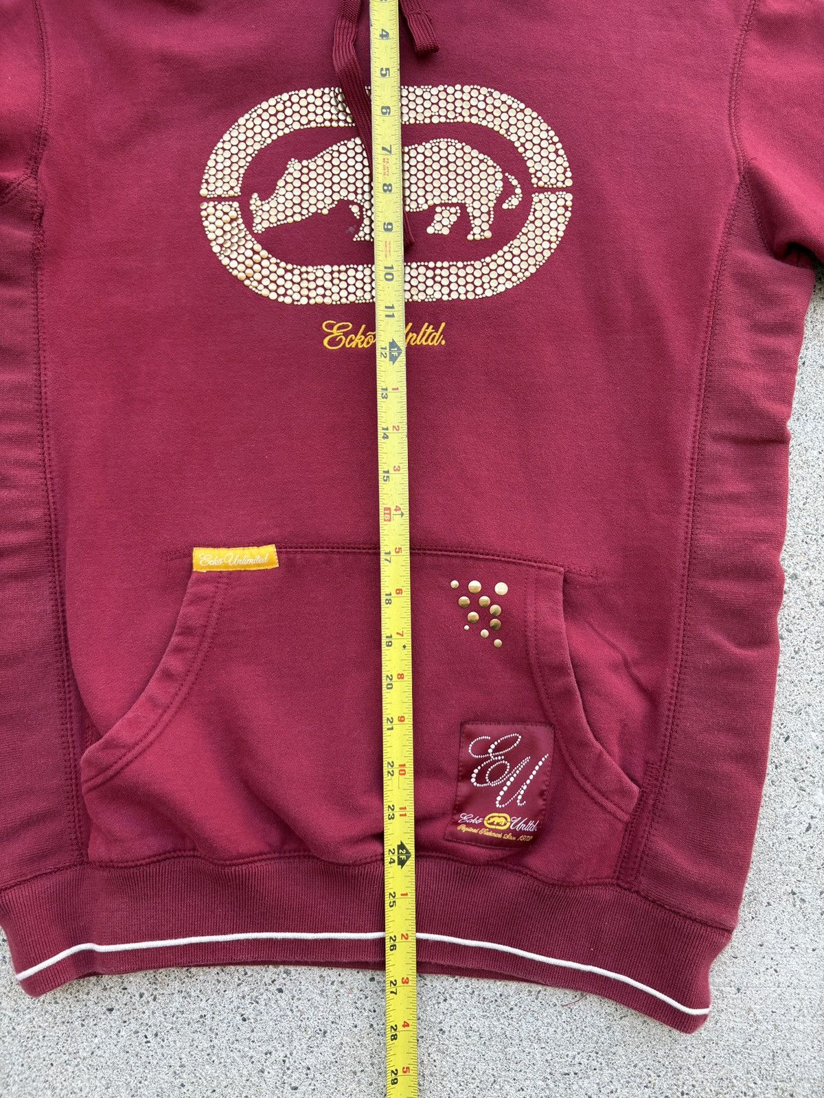 Ecko Unltd. Y2K ECKO UNLTD Rhino Rhinestones Burgundy/Gold Hoodie Size S Size US S / EU 44-46 / 1 - 6 Thumbnail