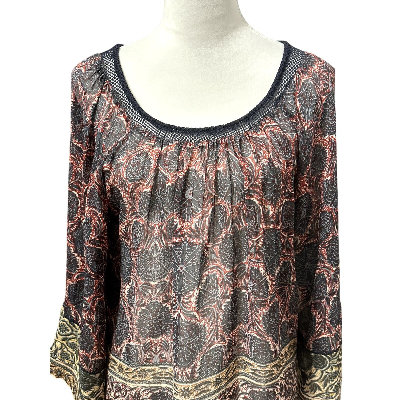 Other Plenty by Tracy Reese Tunic Top Long Sleeve Floral Multi PS Size S / US 4 / IT 40 - 2 Thumbnail