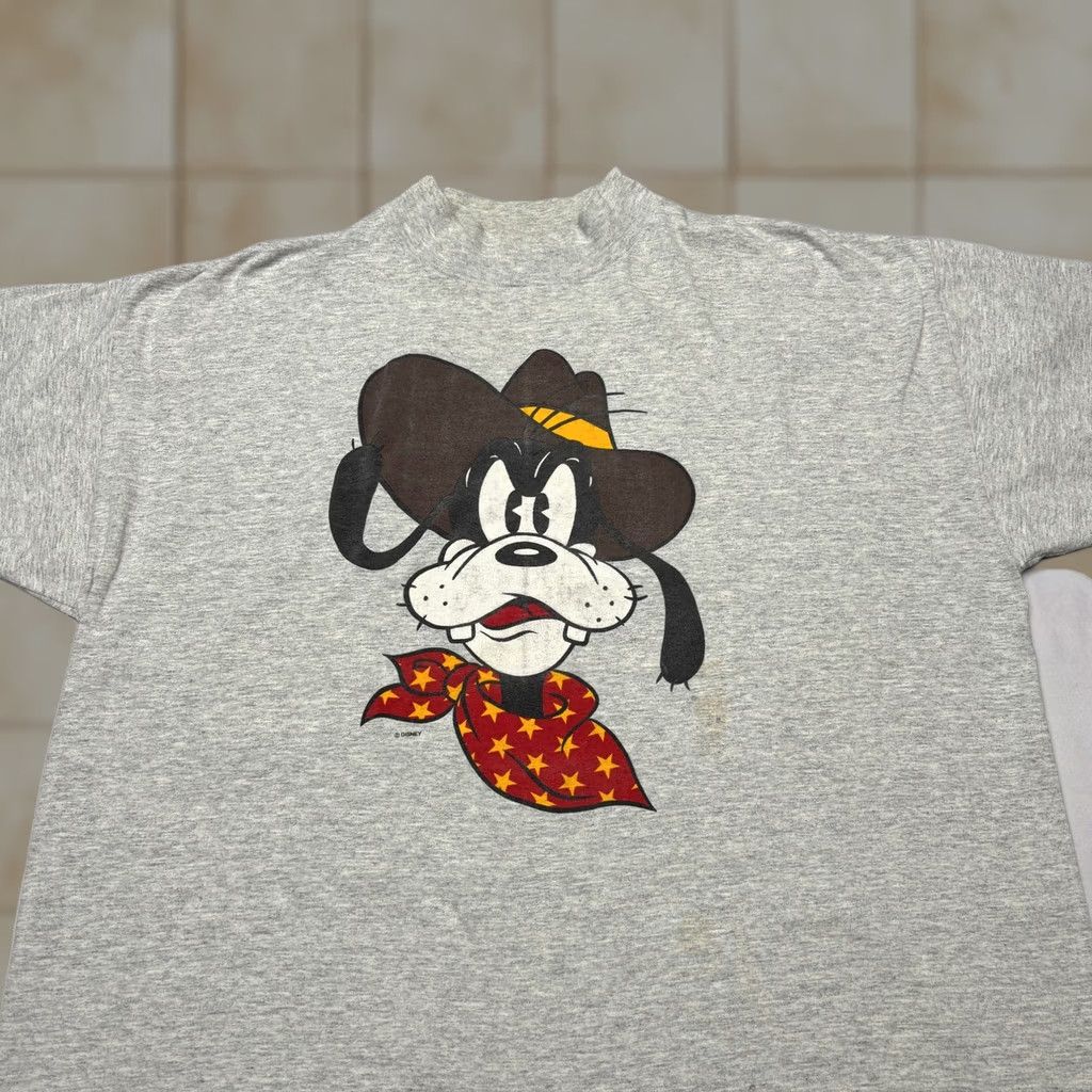 Disney VINTAGE Goofy Western Cowboy Disney Tee Shirt Long Sleeve Mock Neck XL Mens Rare 80s Gray Size US XL / EU 56 / 4 - 1 Thumbnail