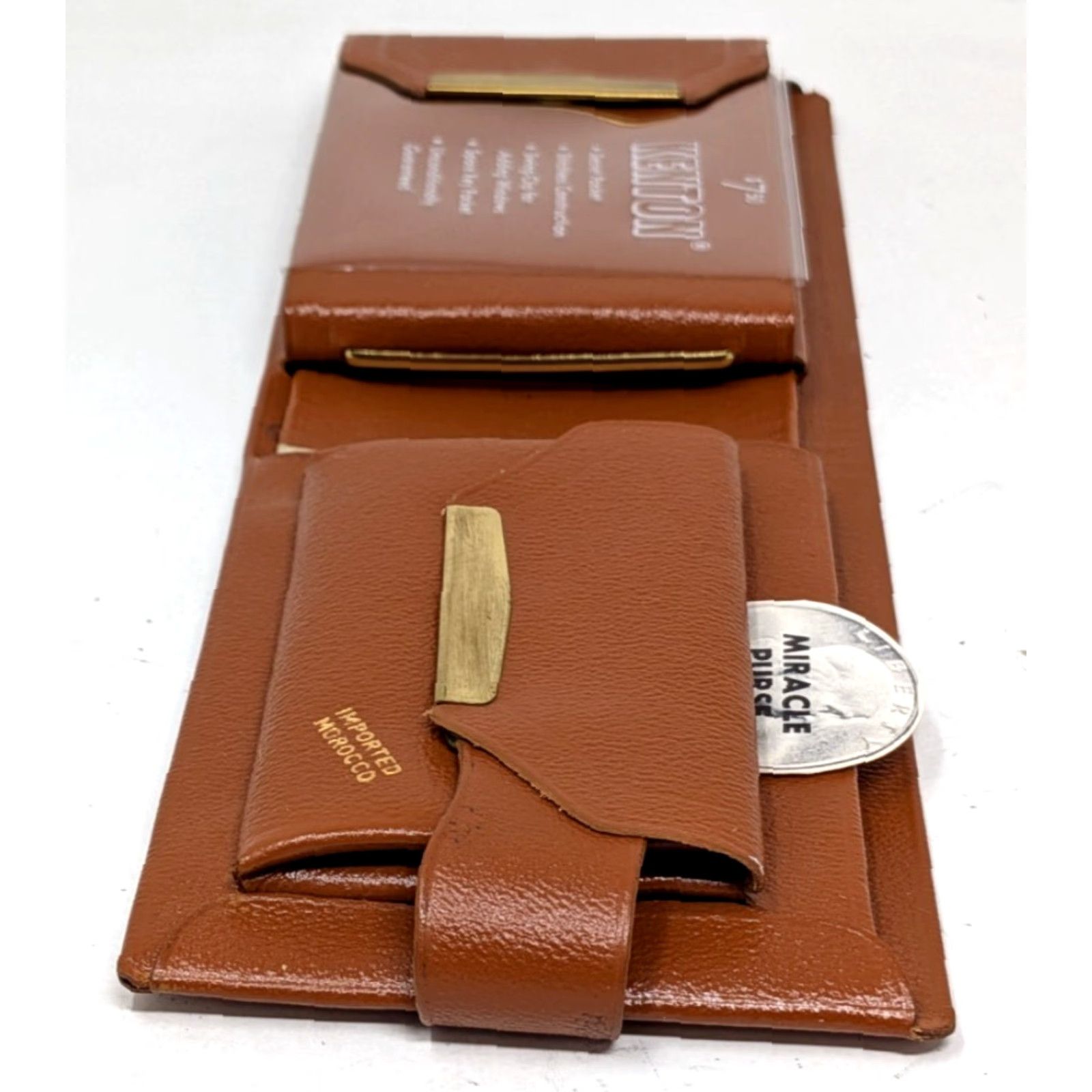 Vintage VINTAGE Kenton Wallet Women Morocco Brown Leather Billfold Miracle Purse Imported Size ONE SIZE - 4 Thumbnail