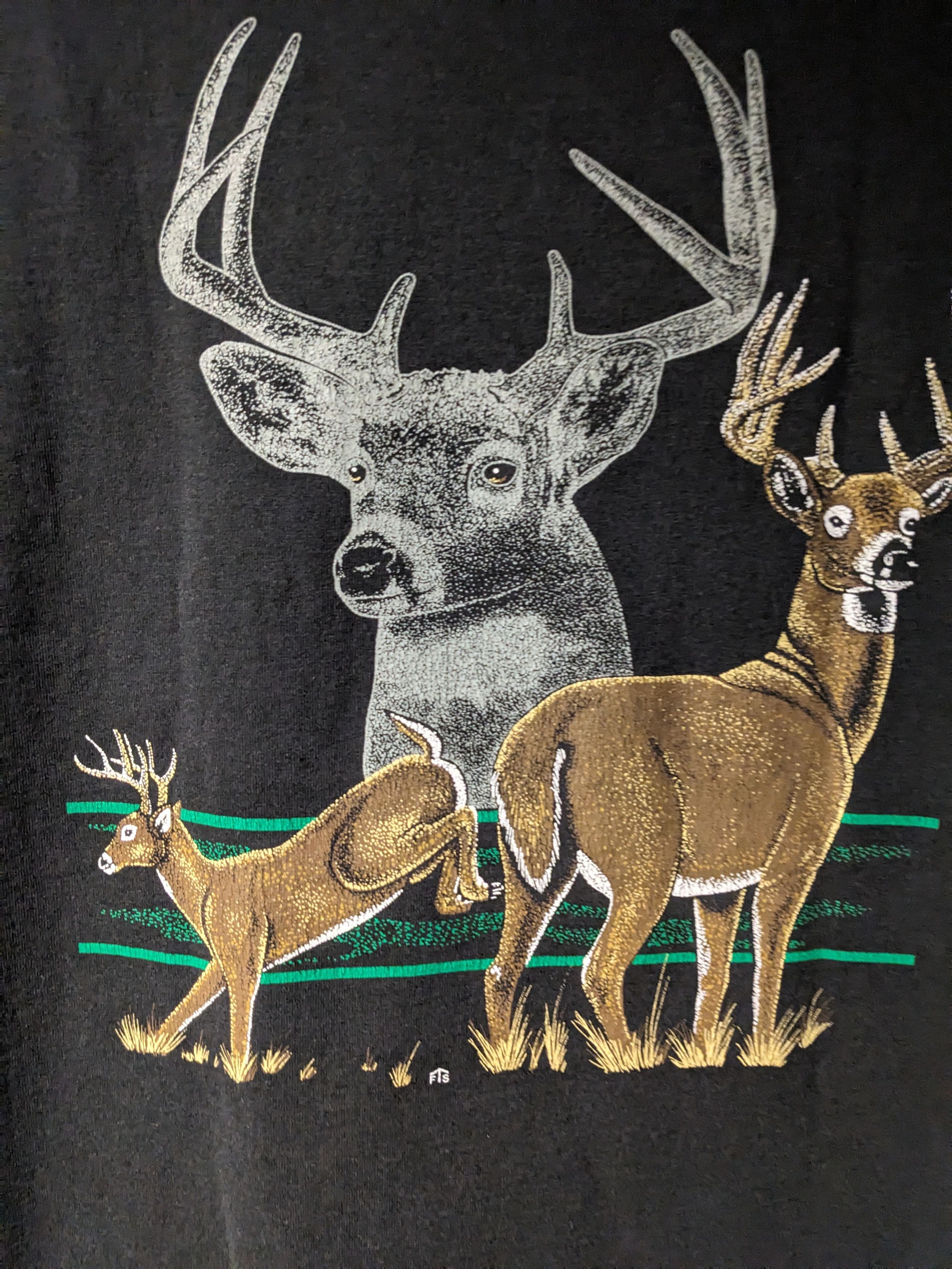 The Mountain Vintage 90s Deer Animal Nature Wildlife Black Large T-Shirt Size US L / EU 52-54 / 3 - 2 Thumbnail