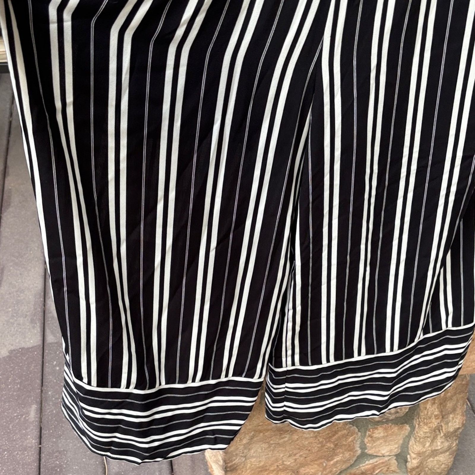 Anthropologie NEW! Everly Black White Striped Sleeveless Wide Leg Jumpsuit Size 30" / US 8 / IT 44 - 9 Thumbnail