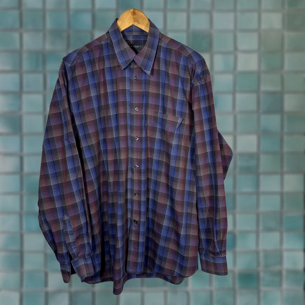 Canali Canali Sportswear Button-Up Shirt XL Multicolor Plaid Long Sleeve Mens Collared Chest Pocket Button-Down Italy Size US XL / EU 56 / 4 - 1 Thumbnail