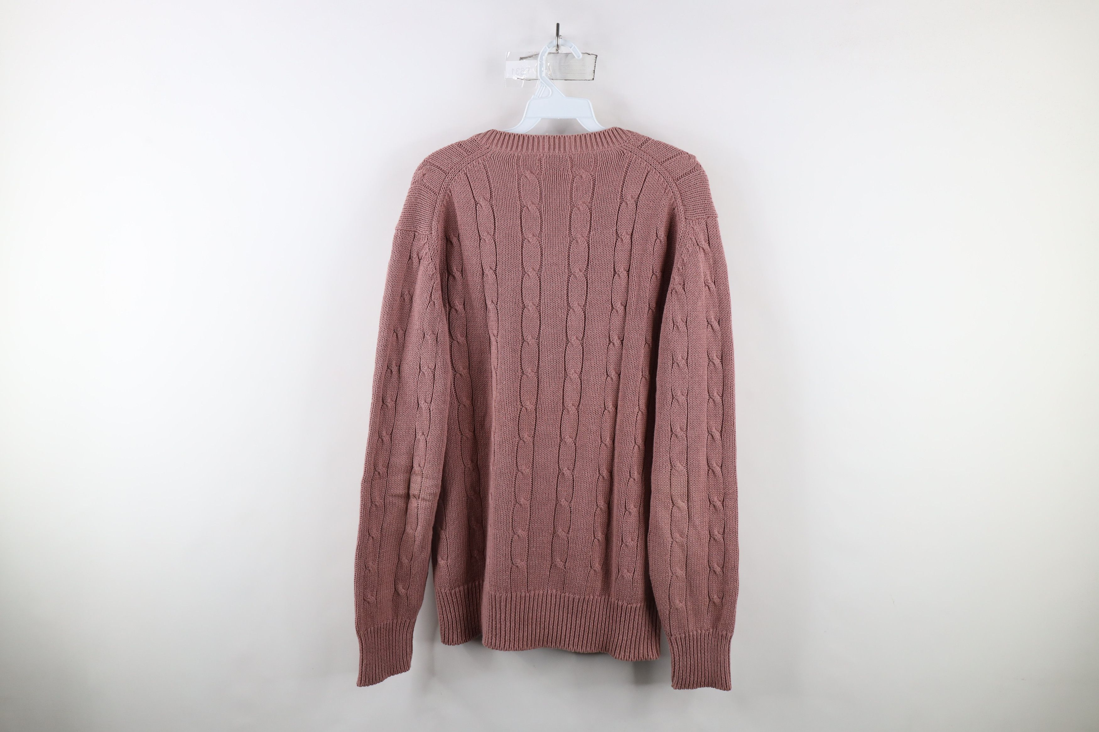 Vintage Vintage 80s 90s Streetewar Cable Knit V-Neck Sweater Pink Size US L / EU 52-54 / 3 - 6 Thumbnail