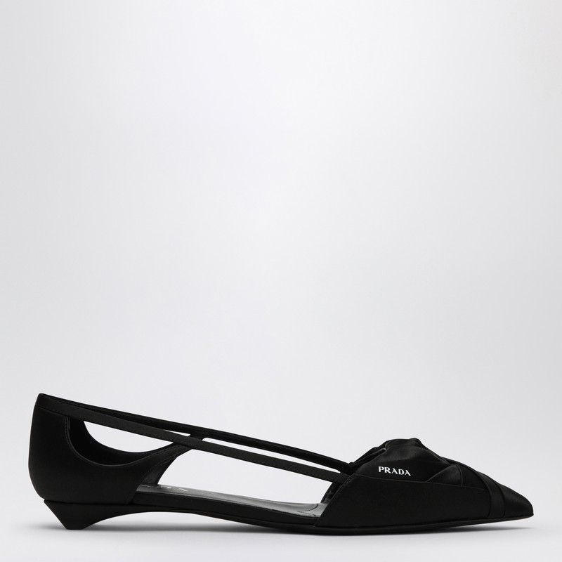 Prada Black Satin Ballerina With Cut Out