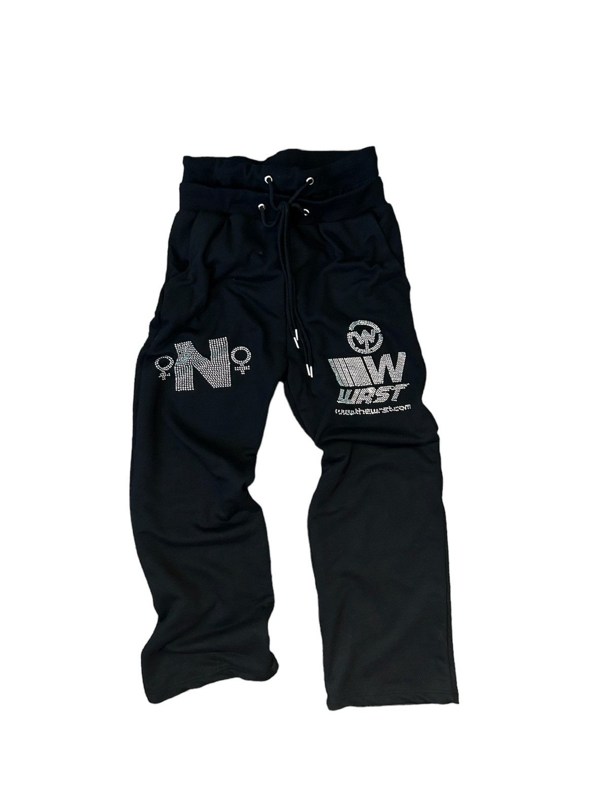 image of Wrst Unreleased Family And Friends Rhinestone Sweatpants in Black, Men's (Size 30)