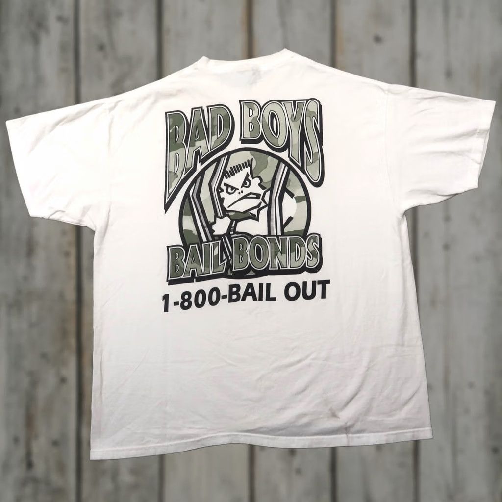 Hanes VINTAGE Bad Boys Bail Bonds T Shirt Mens XL White Graphic 90s Hanes Logo Promo Shirt Mens XL White 90s Size US XL / EU 56 / 4 - 1 Thumbnail