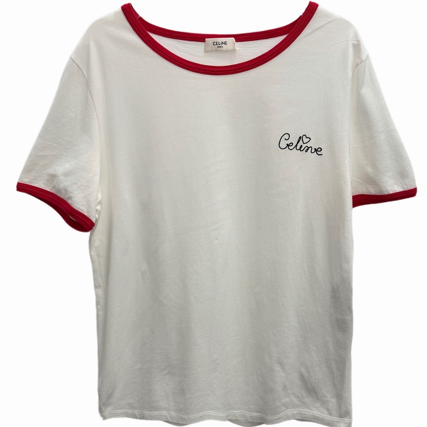 Celine Celine Embroidered Logo Ringer T-Shirt Size L Size L / US 10 / IT 46 - 1 Thumbnail