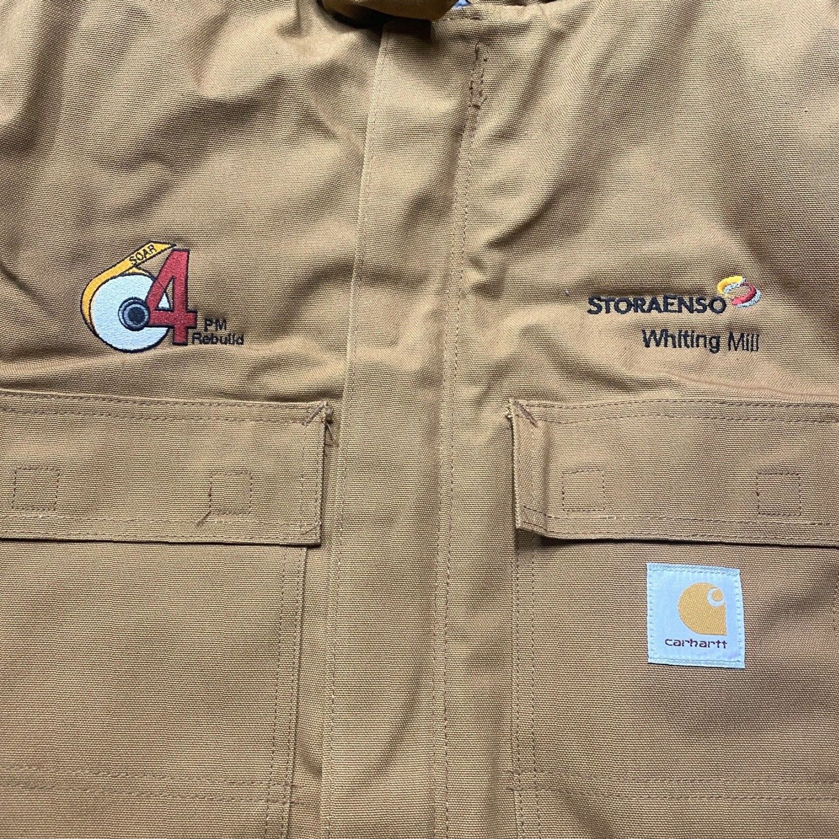 Carhartt VINTAGE Carhartt Jacket Mens 54 Tan Work USA MADE Quilted 3-in-1 Coat Coat Jacket Brown Cotton Lined Polyester Canvas Short Zip 90s Retro Mens Size US L / EU 52-54 / 3 - 7 Thumbnail