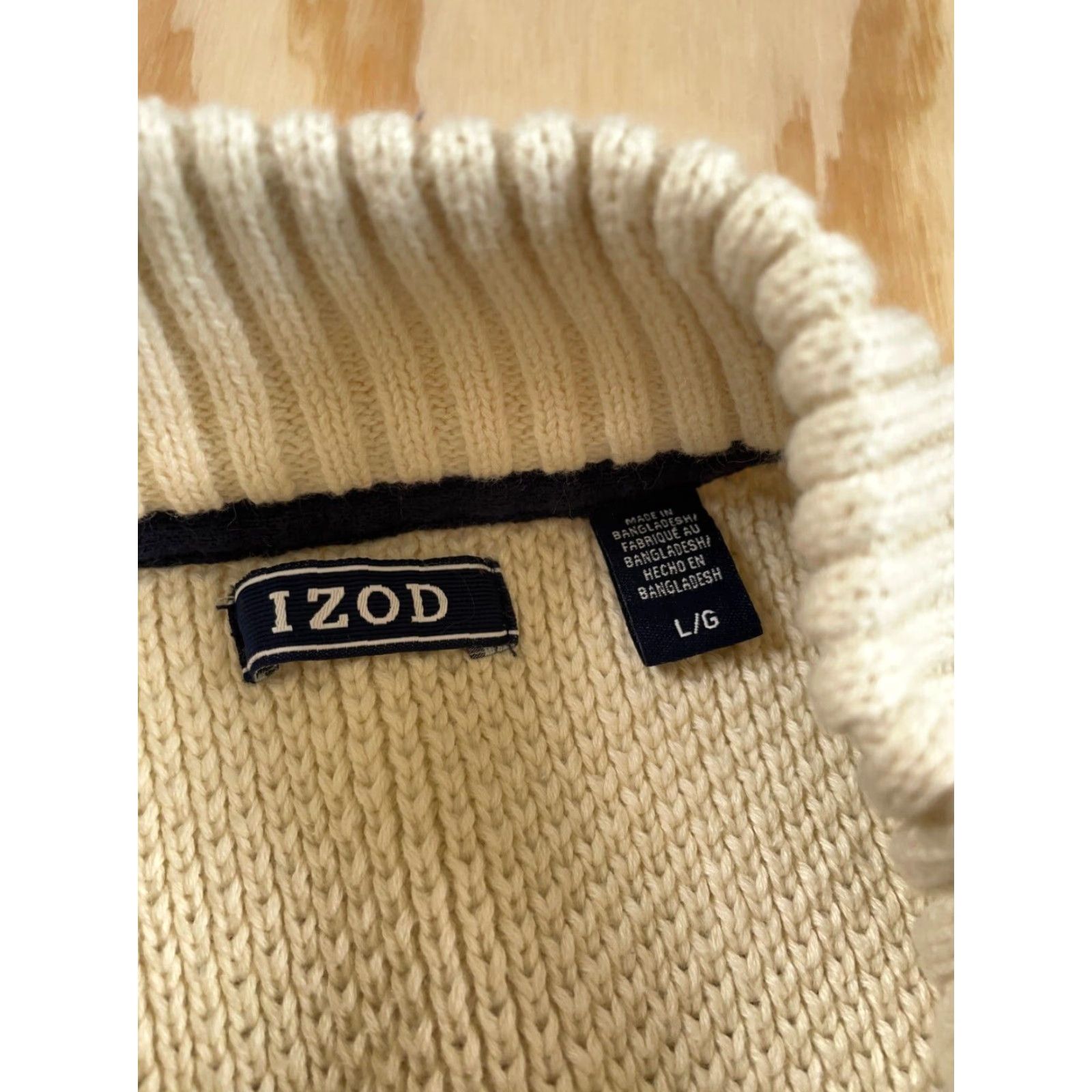 Izod IZOD Aztec 1/4 Zip Mock Neck Sweater - Adult Medium Ivory Heavyweight Knit Mens Size US M / EU 48-50 / 2 - 3 Thumbnail