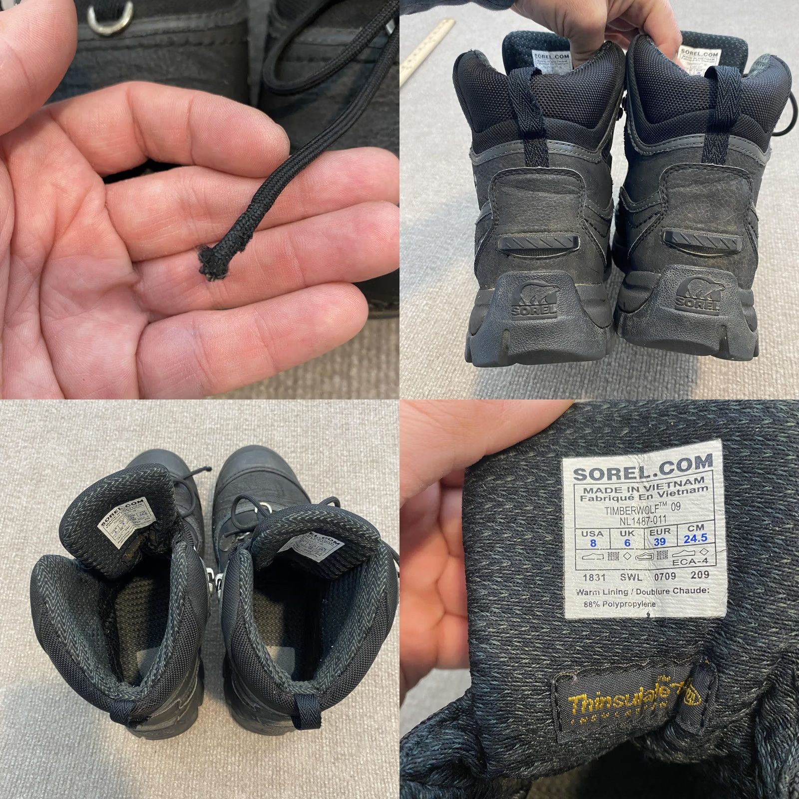 SOREL Sorel Timberwolf Boots Womens 8 Black Waterproof Ankle Lace Up SL Timberwolf 09 NL1487-011 Html Size US 8 / IT 38 - 8 Thumbnail