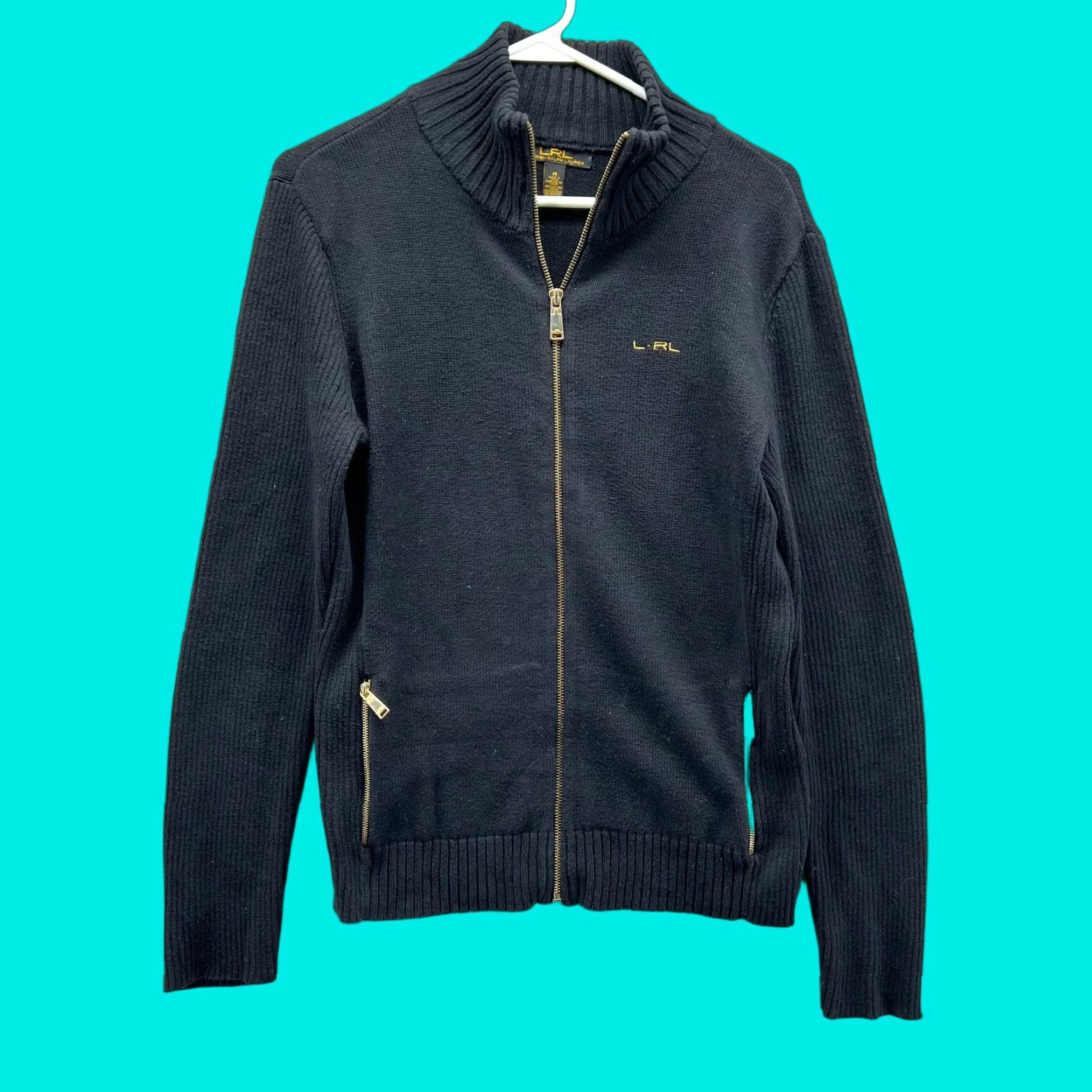 Ralph Lauren VINTAGE Lauren Ralph Lauren Sweater Women Medium Full Zip Fleece Knit Black Size M / US 6-8 / IT 42-44 - 1 Thumbnail