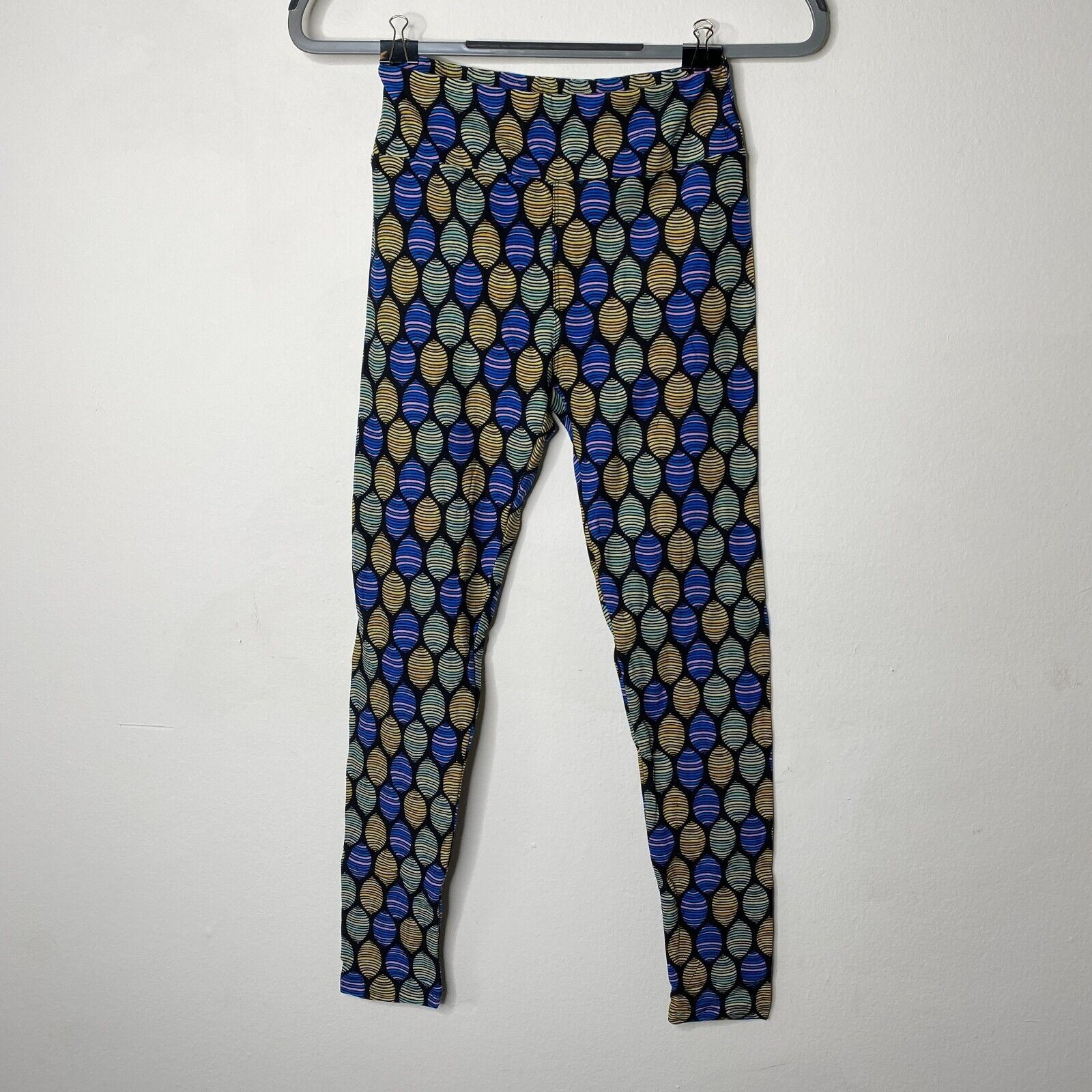Other NWT LuLaRoe Blue Multicolor Egg Design Leggings Pants OS Size 32" / US 10 / IT 46 - 7 Thumbnail