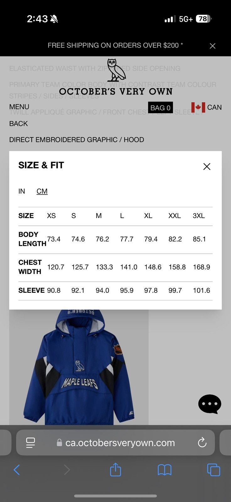 NHL × October's Very Own × Starter OVO Maple leafs Starter Jacket Size US M / EU 48-50 / 2 - 5 Thumbnail