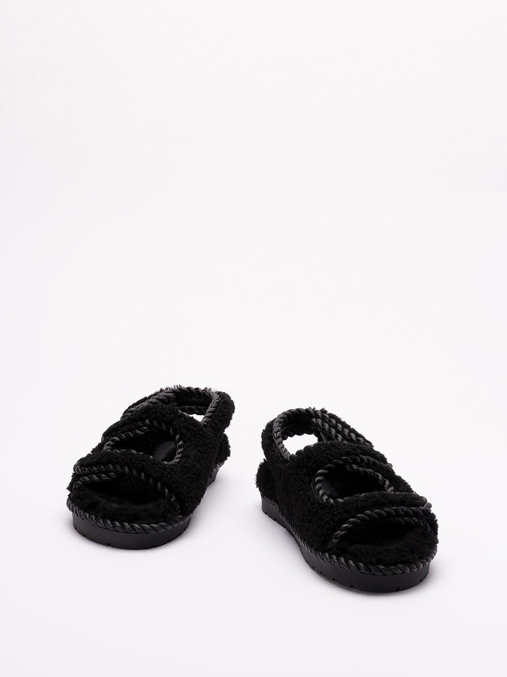 Bottega Veneta o1bcso1str0725 Jack Flat Sandals in Black Size US 7 / IT 37 - 2 Thumbnail