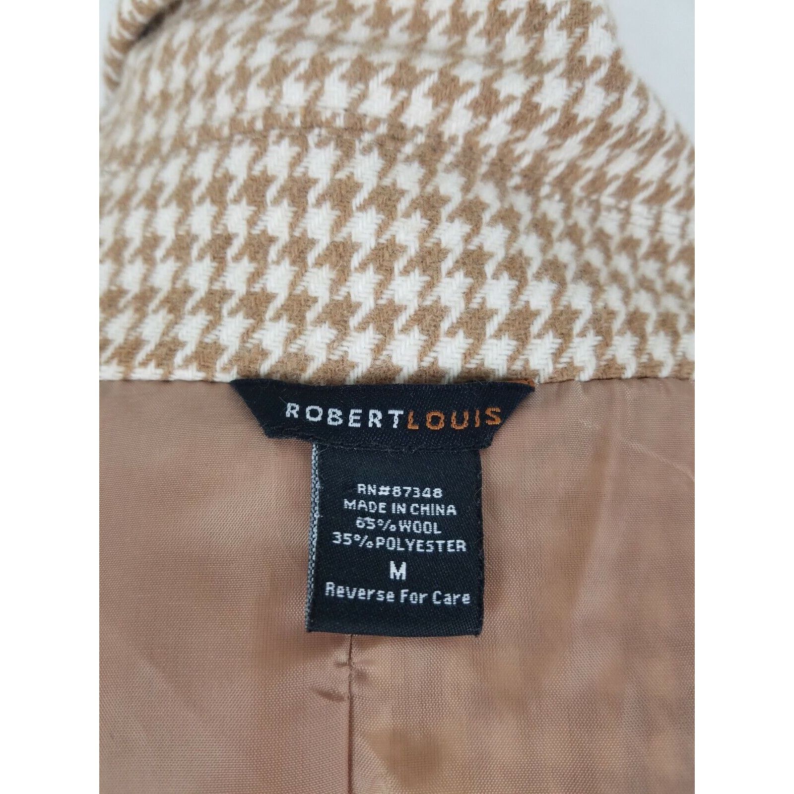 Vintage Vtg Robert Louis Houndstooth Wool Jacket Blazer Belted Size M / US 6-8 / IT 42-44 - 10 Thumbnail