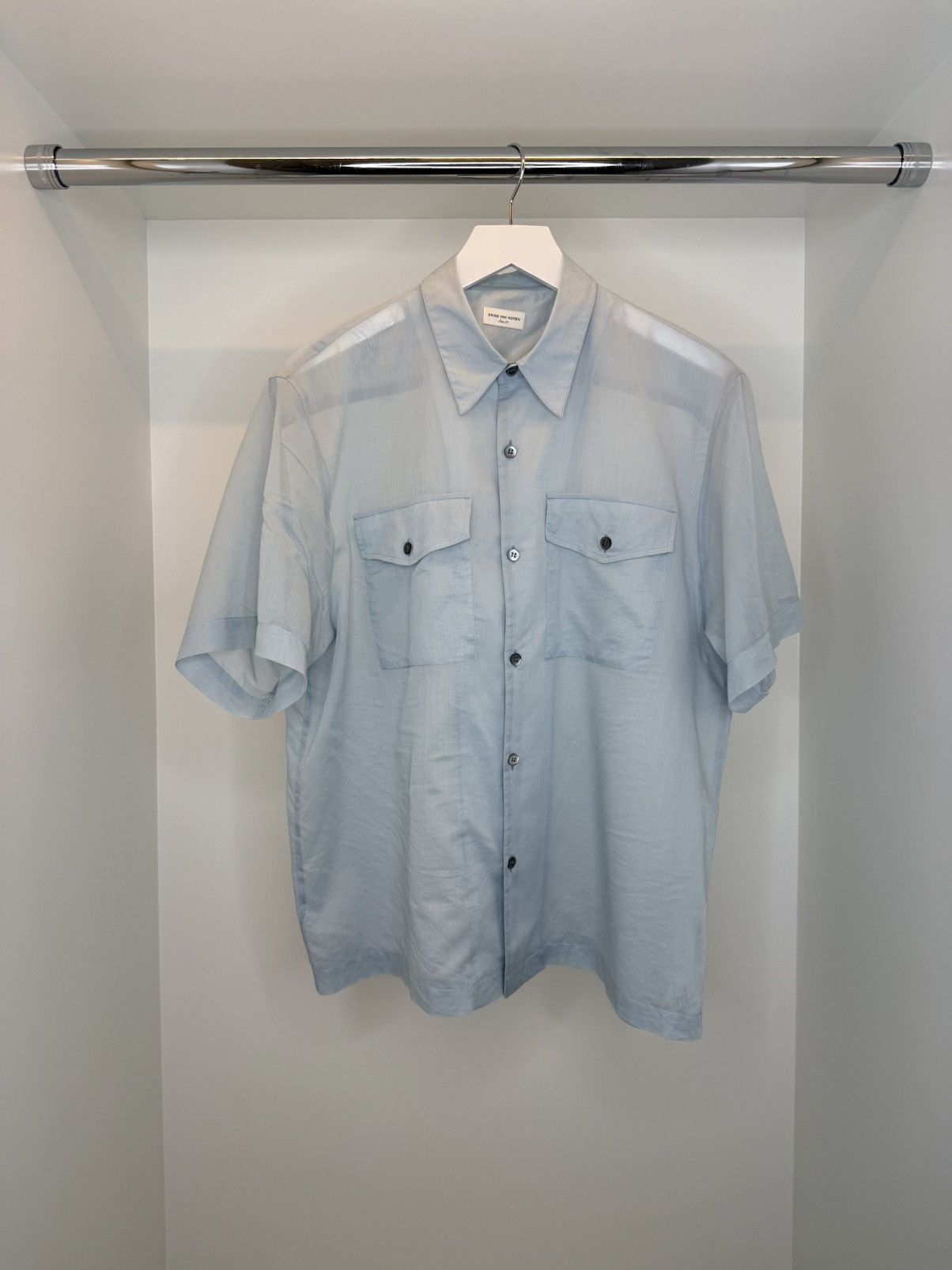 Semi-Sheer Safari Shirt — Pale Blue — IT 54 (L/XL)