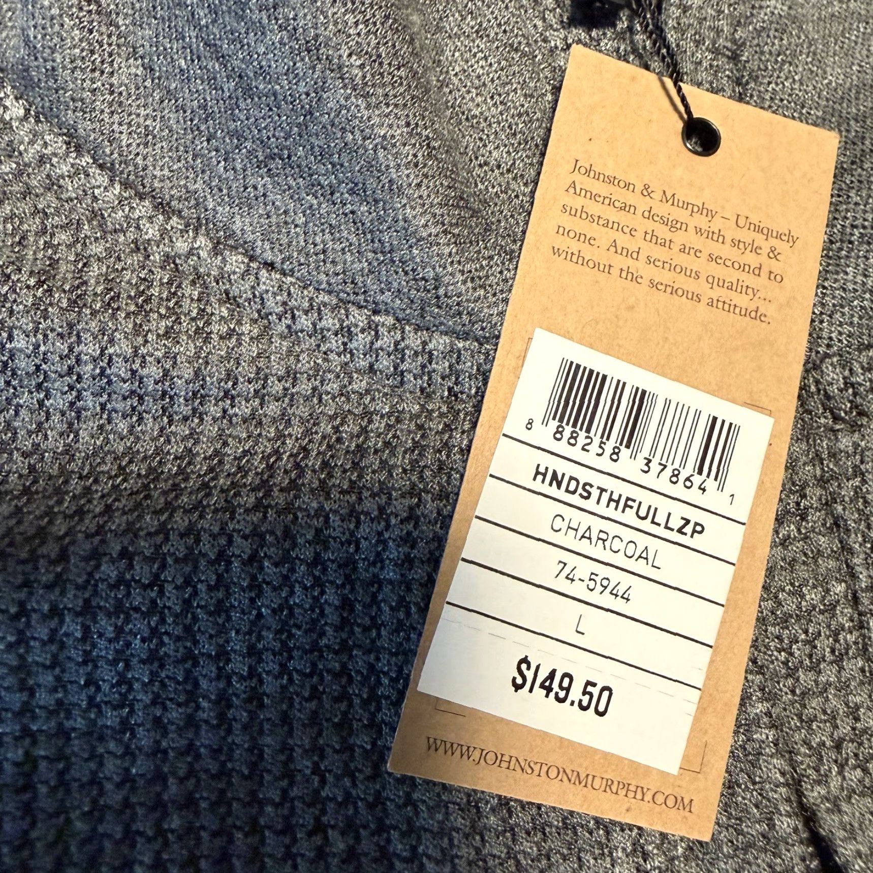 Johnston & Murphy Johnston & Murphy Mens Gray Full Zip Mock Neck Jacket L Houndstooth New Size US L / EU 52-54 / 3 - 5 Thumbnail