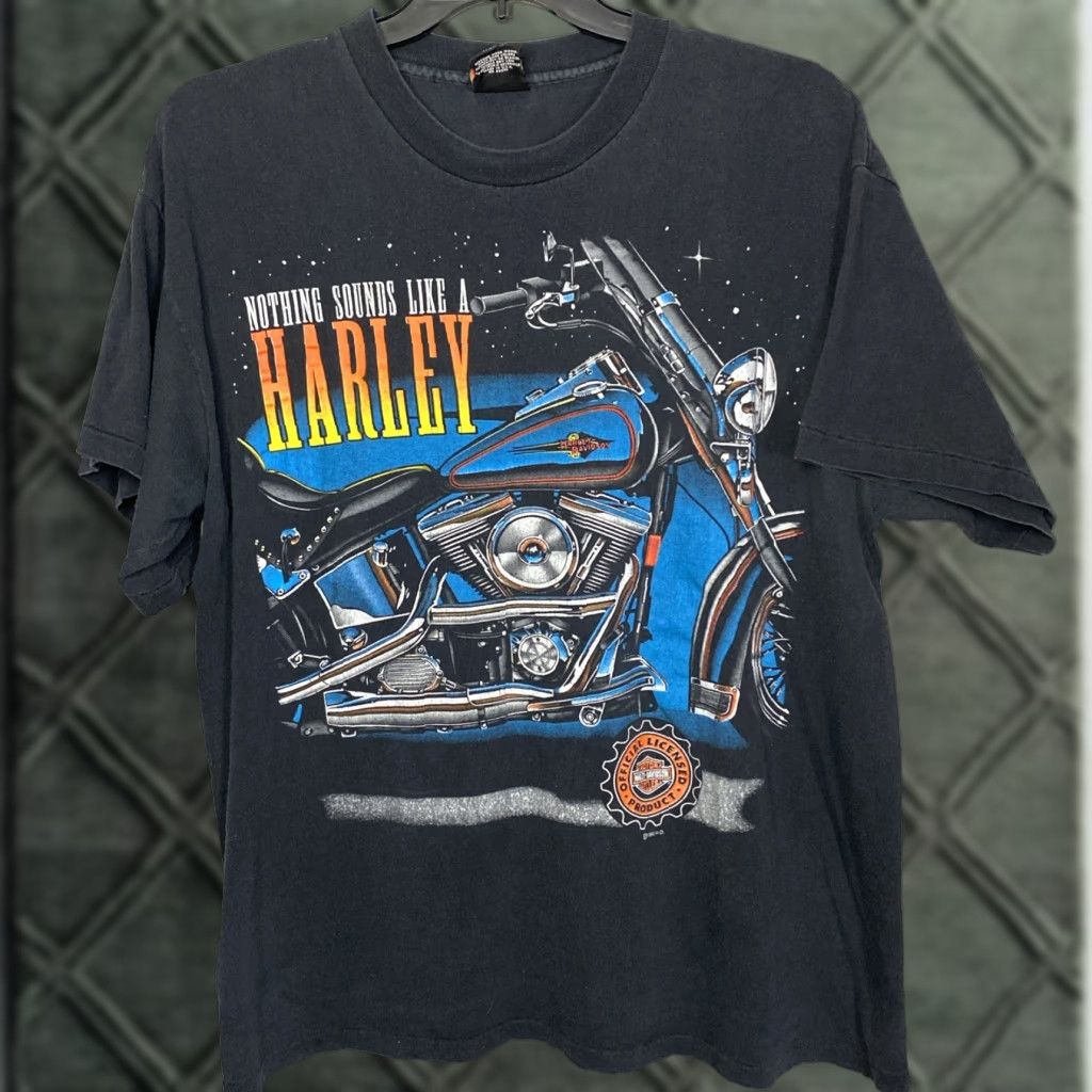 VINTAGE Harley-Davidson T Shirt Double-Sided 1996 XL Black Men 90s Biker USA Crew Neck Short Sleeve Shirt