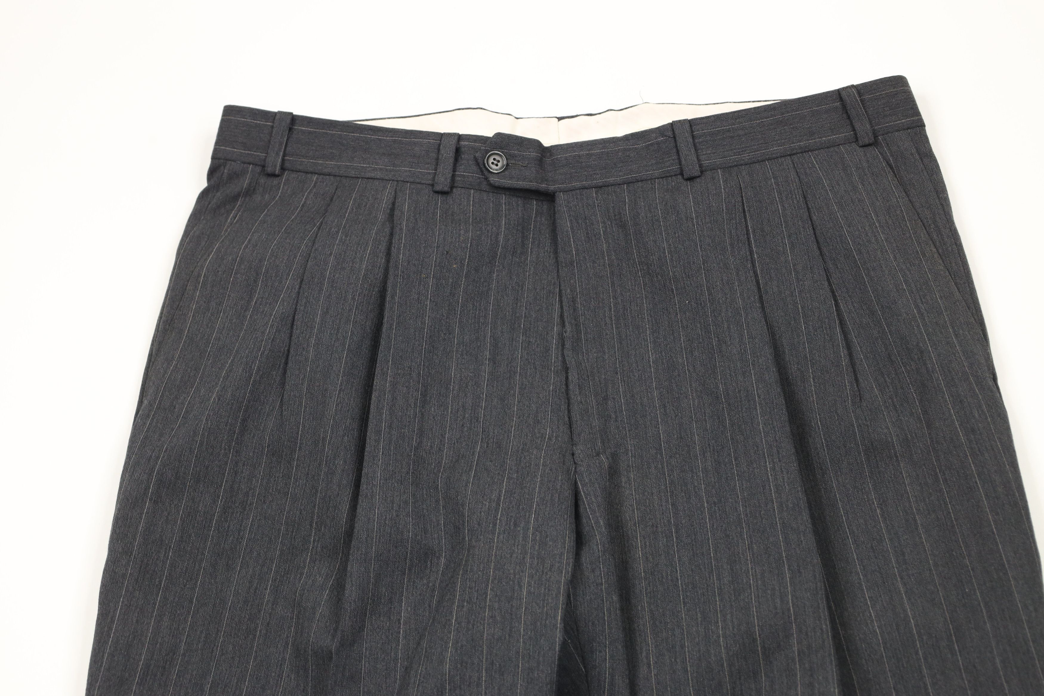Vintage Vintage 90s Streetwear 2 Piece Striped Wool Suit Wedding Size 44R - 11 Thumbnail