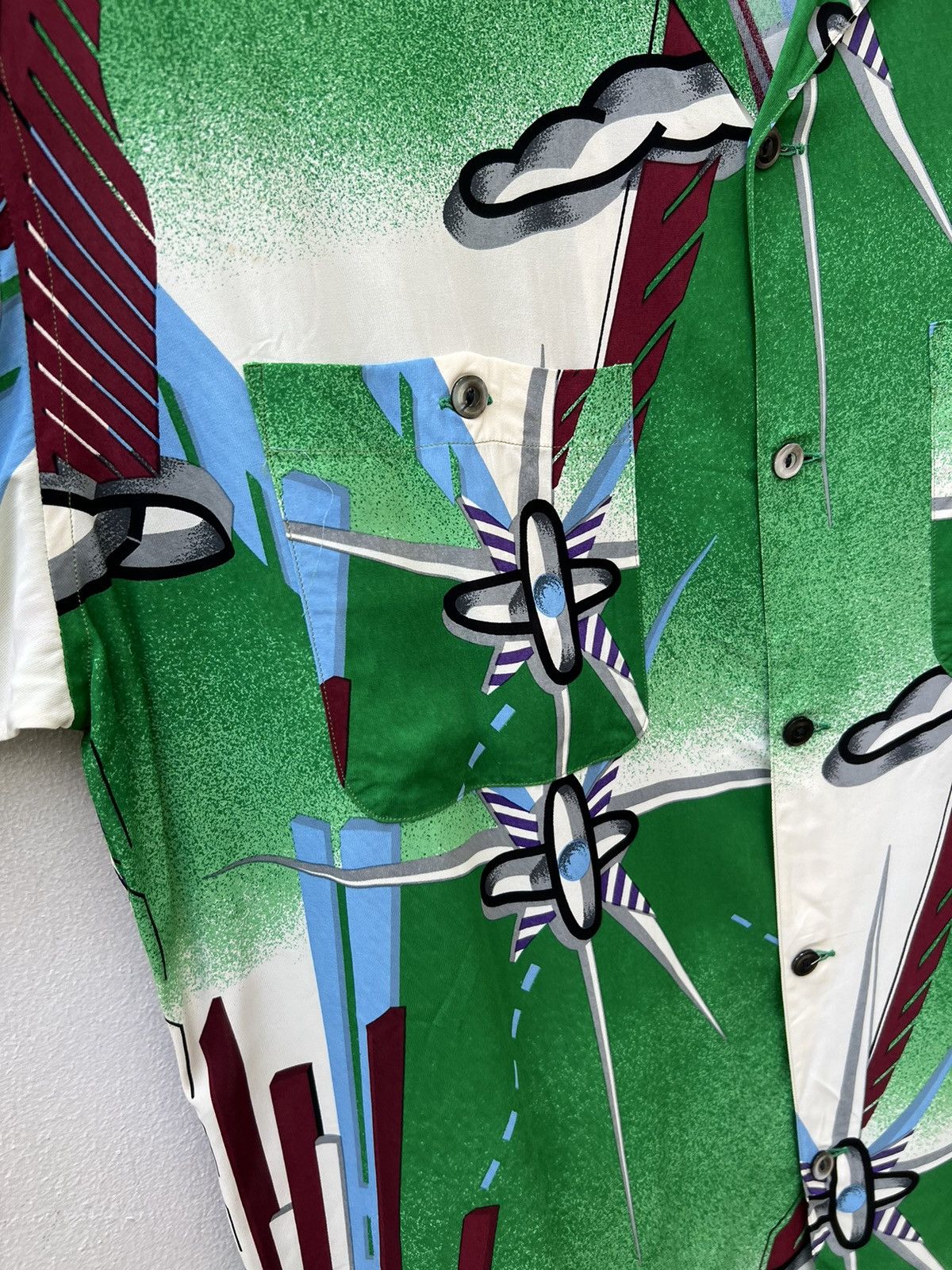 Vintage Vintage 90s Jun Saito Grass Men 100% Rayon Hawaiian Shirt Size US L / EU 52-54 / 3 - 13 Thumbnail