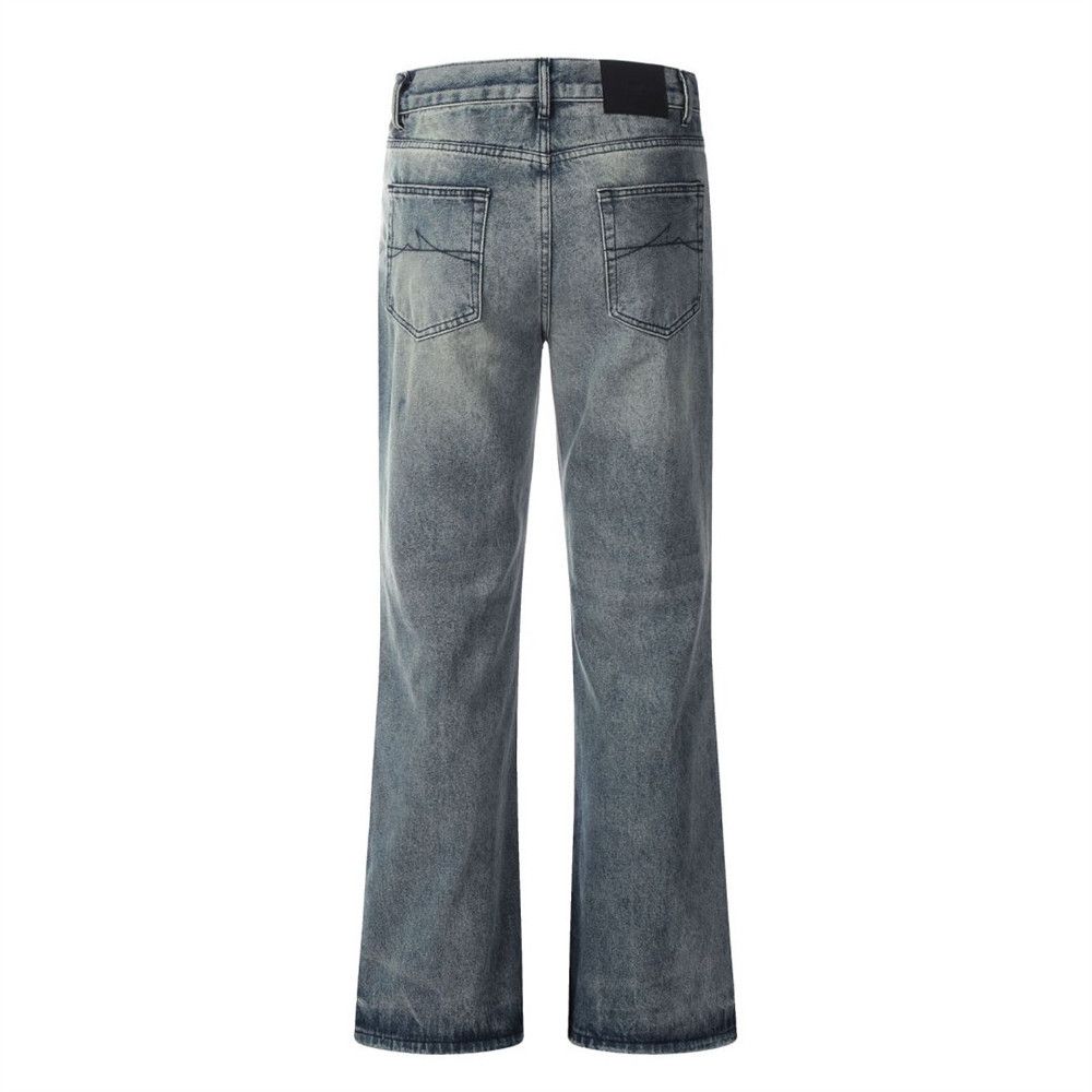 Japanese Brand Washed distressed pocket embroidery loose wide-leg jeans Size US 34 / EU 50 - 3 Thumbnail