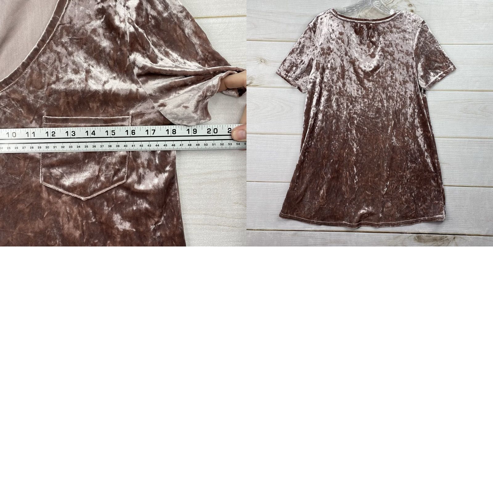 Velvet Spring & Mercer Pink T-Shirt M Womens Whimsigoth Whimsical V-Neck Pocket Velvet Stretch Casual Short Sleeve Modern Witchy Fashion Top Size M / US 6-8 / IT 42-44 - 8 Thumbnail