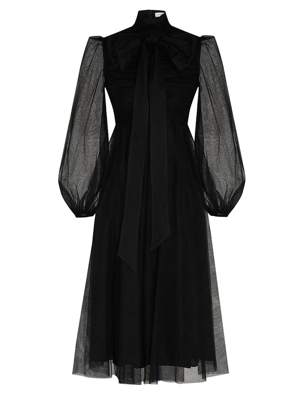 oc11z0425 Tulle Midi Dress in Black