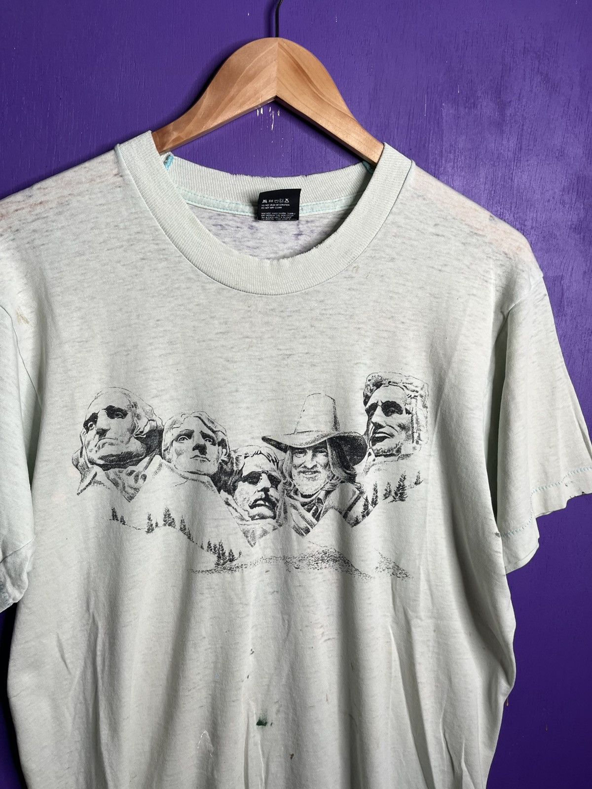 Band Tees × Vintage Vintage 90s Willie Nelson on tour Mt. Rushmore t-shirt Size US L / EU 52-54 / 3 - 3 Thumbnail