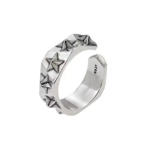 VIBE Silver Star Army Gothic Ring Size ONE SIZE - 8 Thumbnail
