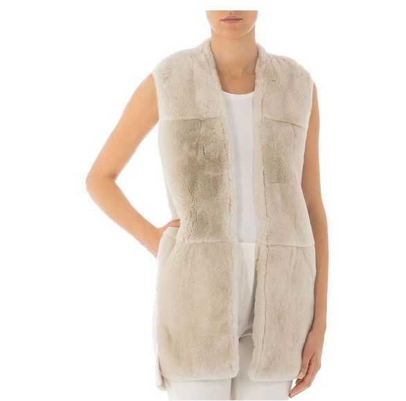 Peserico PESERICO real rabbit fur & knit-back vest. Size 46IT Size L / US 10 / IT 46 - 1 Thumbnail