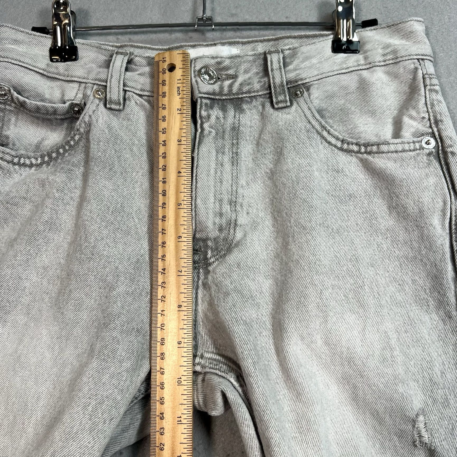 Mango VINTAGE Mango Denim Jeans Womens Size 4 Gray Light Wash Straight Leg Distressed Size 27" / US 4 / IT 40 - 6 Thumbnail