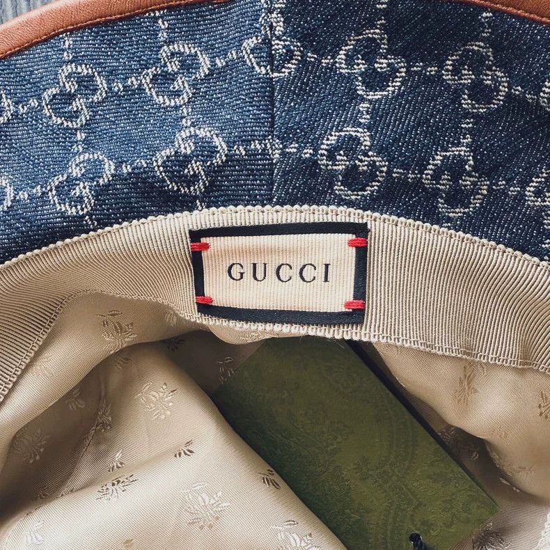 Gucci Gucci SizeL Old flower fabric denim cotton hat Size ONE SIZE - 7 Thumbnail