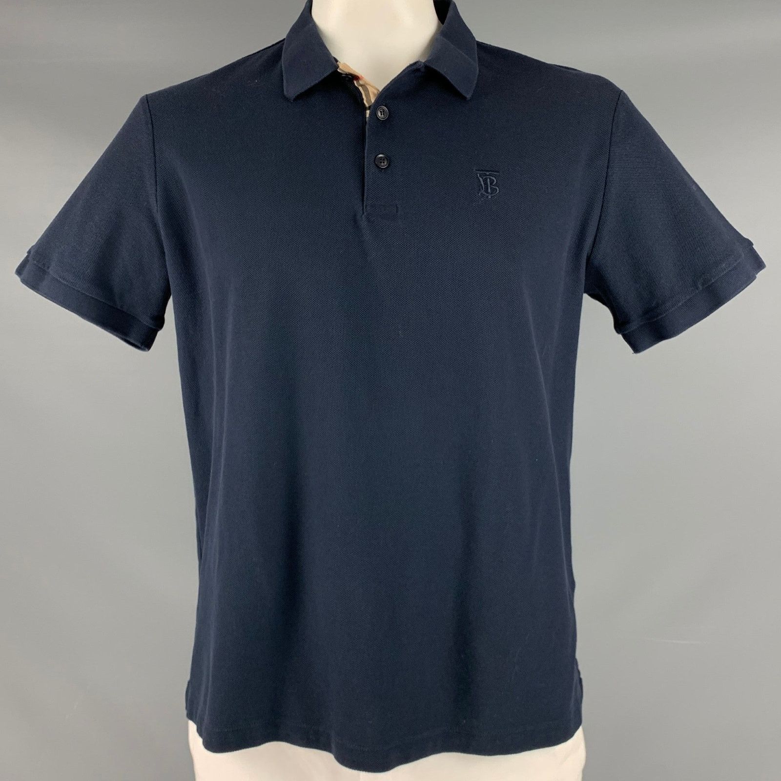 Burberry BURBERRY Size XXL Navy Cotton Monogram Half Placket Polo Size US XXL / EU 58 / 5 - 1 Thumbnail