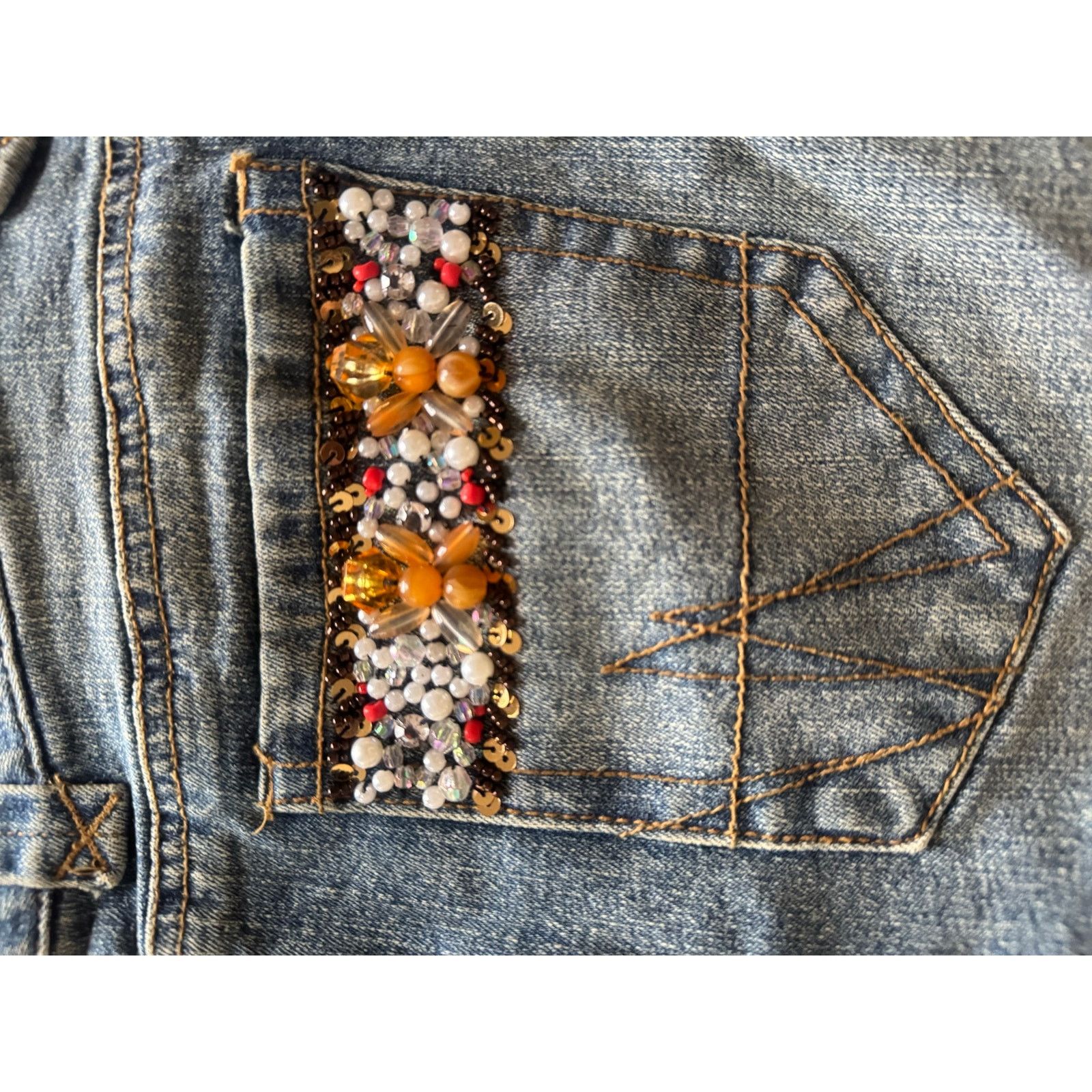 Natural Issue Issue Jeans | Beaded Side Stripe Straight Leg | Boho Denim Size 26" / US 2 / IT 38 - 6 Thumbnail