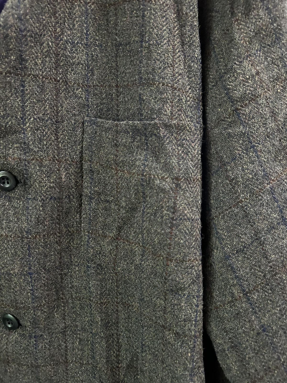 Needles Collarless/V Neck Herringbone Three Button Chore Blazer Size 40R - 13 Thumbnail