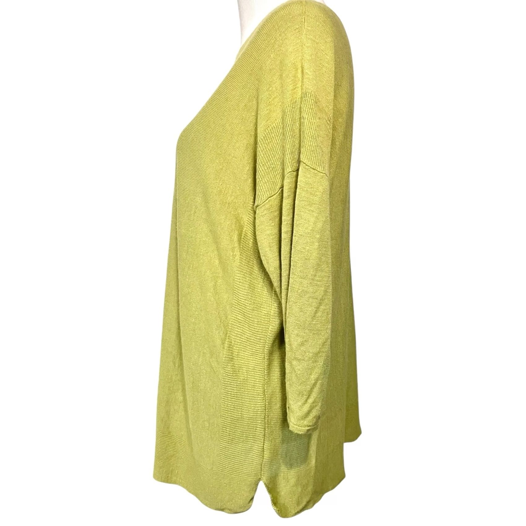 J. Jill VINTAGE J Jill Tunic Sweater Linen Blend Light Green 3/4 Sleeve Casual Knit Women’s Sz L Size L / US 10 / IT 46 - 3 Thumbnail