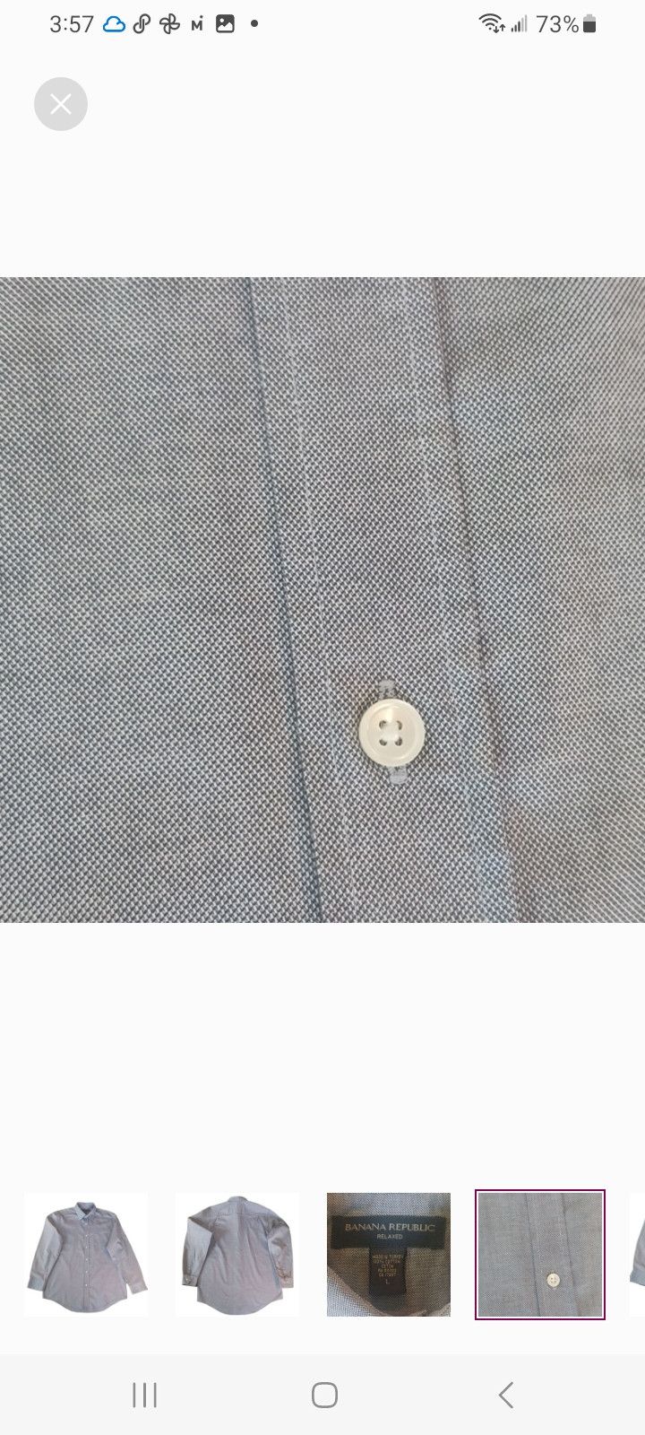 Banana Republic Banana Republic Grey Relaxed Fit Long-Sleeve Button Up Size US L / EU 52-54 / 3 - 4 Thumbnail