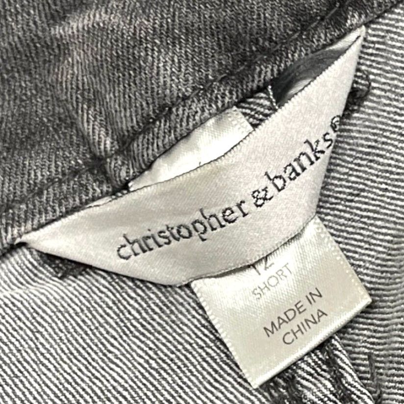 Vintage Christopher Banks Jeans Womens Size 12 Short Gray Studded Mid Rise Straight Leg Jeans Size 25" / US 0 / IT 36 - 4 Thumbnail