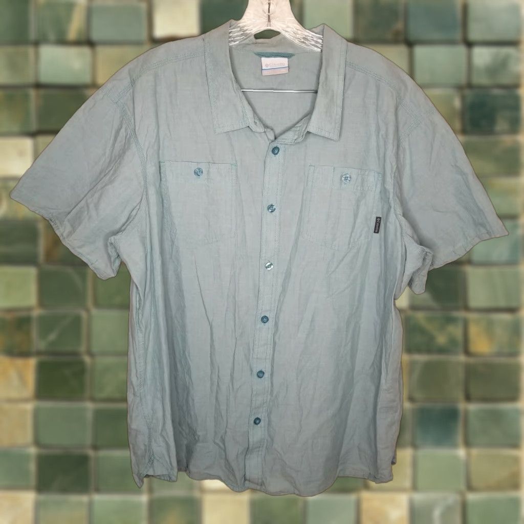 Altea Columbia Shirt Button-Up Short Sleeve 2XL Teal Green Mens Size US 39 - 1 Thumbnail