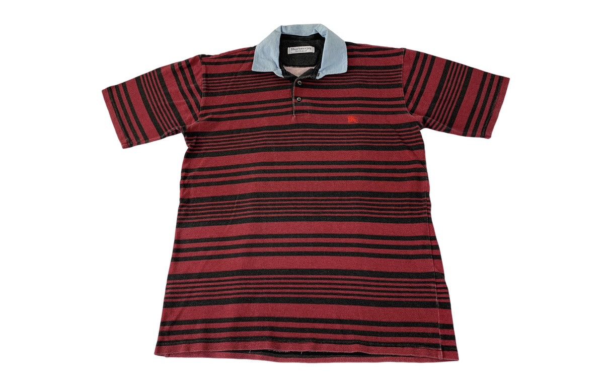 Burberry 90s Burberrys London Red Striped Polo Tee T-shirt Size US XL / EU 56 / 4 - 1 Thumbnail